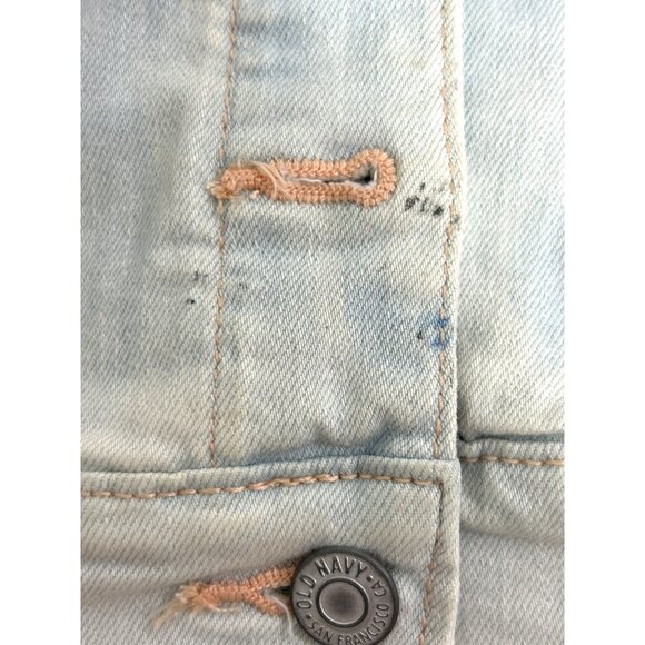 Old Navy Girls Denim Jacket Tie Dyed Ombré Blue L 10-12 Buttons Collar Pockets - Picture 11 of 11
